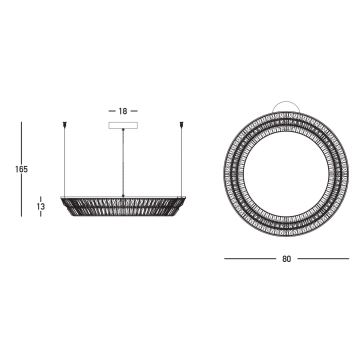 Zambelis 23048 - LED Himmennettävä kristalli kattokruunu johdossa LED/55W/230V CRI 90 3000K halkaisija 80 cm messinki