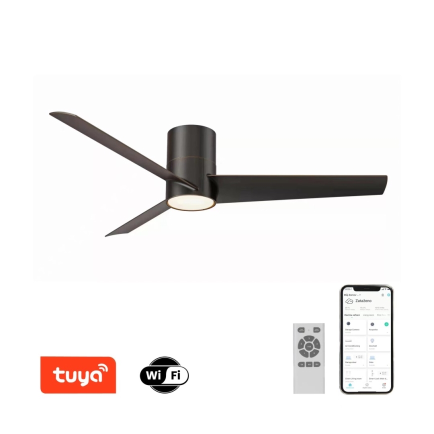 ZEVENTI - LED Kattotuuletin BARROSA LED/18W/230V Wi-Fi Tuya musta + kauko-ohjaus