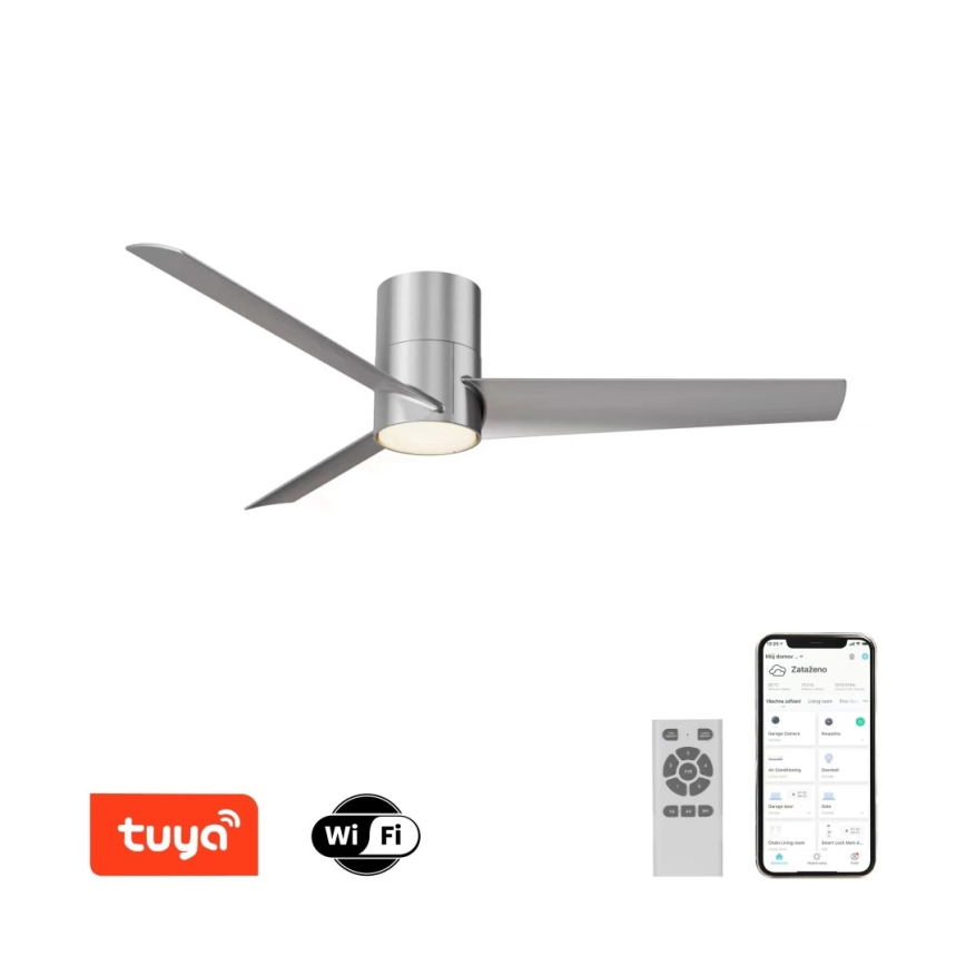 ZEVENTI - LED Kattotuuletin BARROSA LED/18W/230V Wi-Fi Tuya kromi + kauko-ohjaus