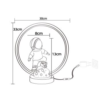 Zuma Line - Lasten LED-pöytävalaisin LED/4W/230V astronaut/hartsi