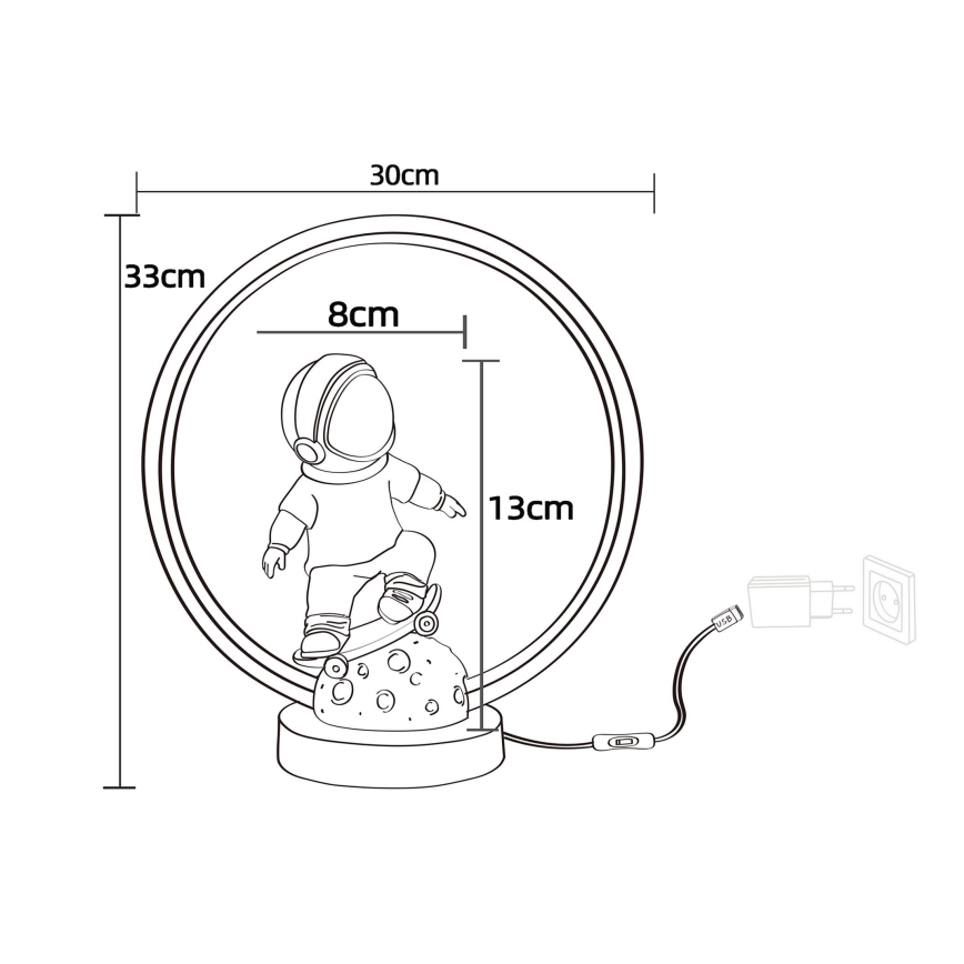 Zuma Line - Lasten LED-pöytävalaisin LED/4W/230V astronaut/hartsi