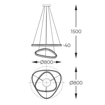 Zuma Line - LED Himmennettävä kristalli kattokruunu johdossa LED/36W/230V 3000-6000K + kauko-ohjaus