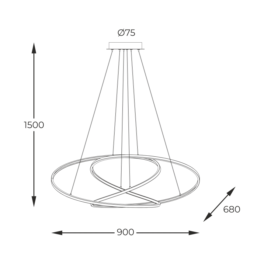 Zuma Line - Himmennettävä LED-kattokruunu johdossa LED/56W/230V kulta