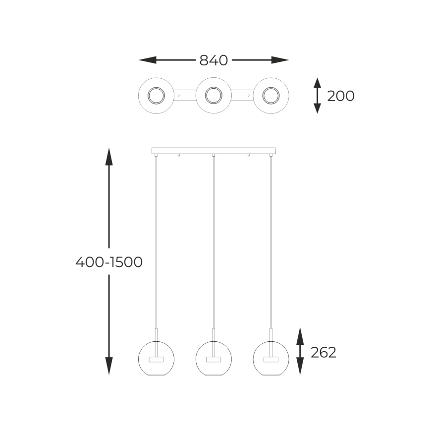 Zuma Line - LED-kattokruunu johdossa 3xLED/5W/230V hopea