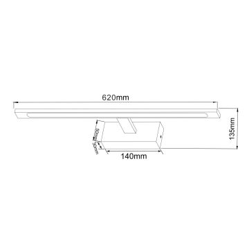 Zuma Line - Kylpyhuoneen LED-peilivalo LED/20W/230V 62 cm IP44 musta